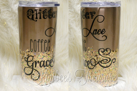 Glitter, Lace, Coffee & Grace, 16oz