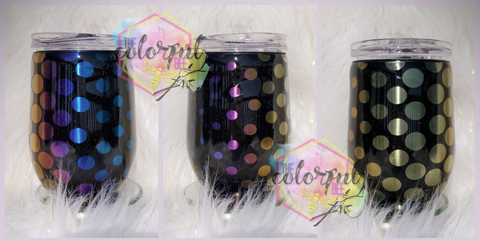 Wine w/ lid Multi-colored Dots - 14oz